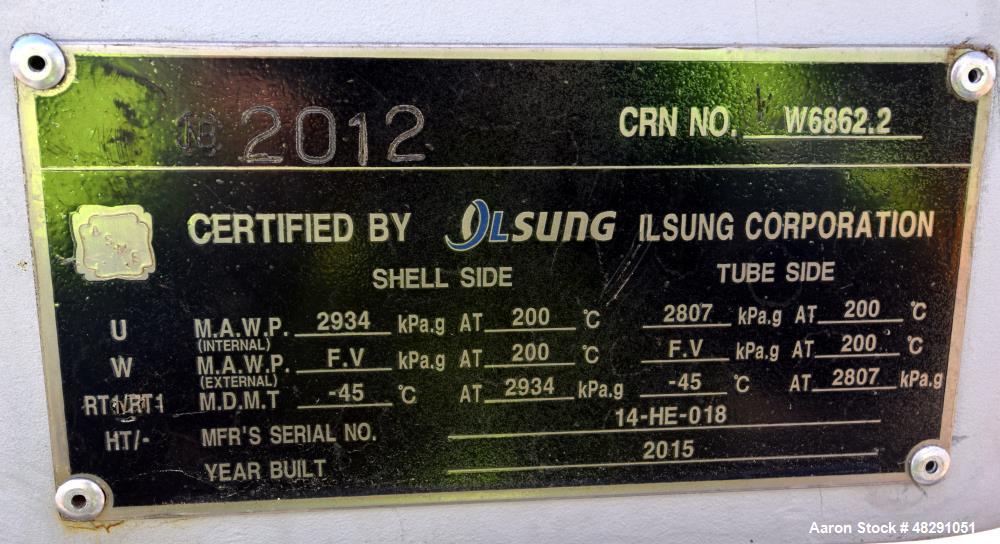 Unused- Ilsung Corporation U Tube Shell & Tube Heat Exchanger, Approximate 353 S
