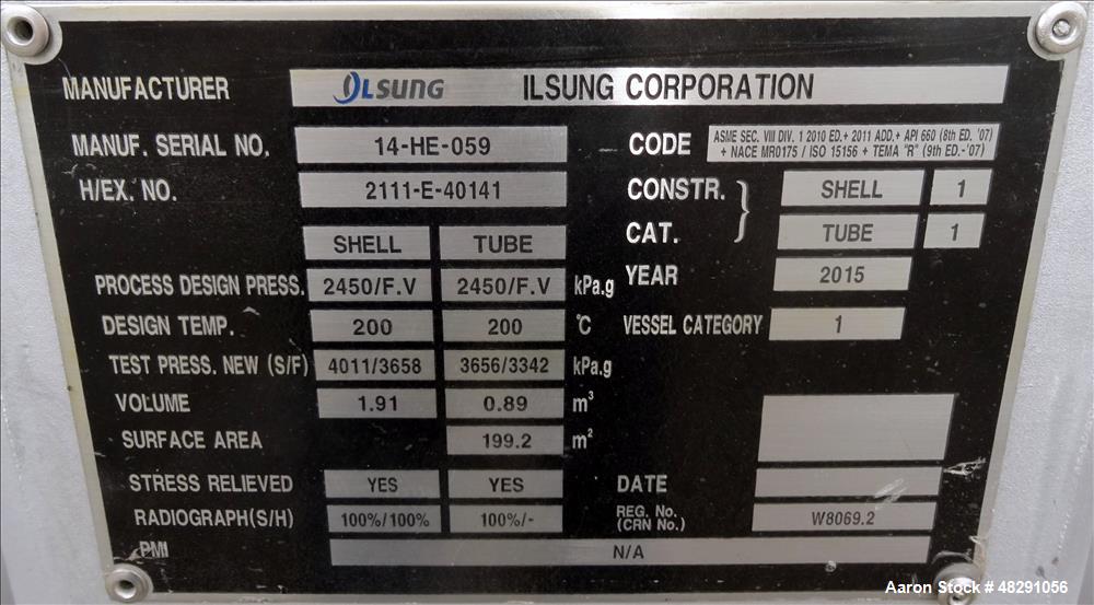 Unused- 4 Pass U Tube Shell & Tube Heat Exchanger