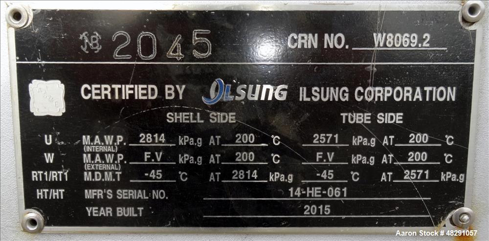 2140 Square Feet, Unused- 4 Pass U Tube Shell & Tube Heat Exchanger