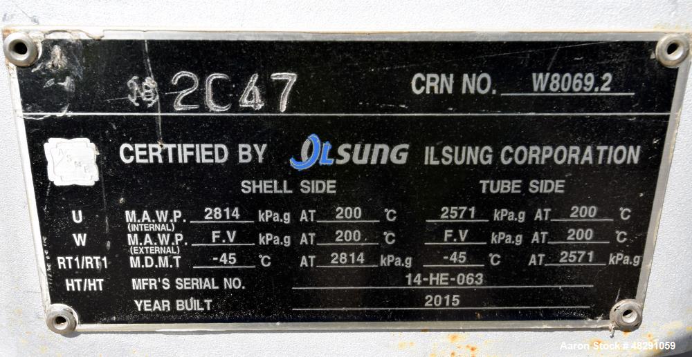 Unused- Ilsung Corporation 4 Pass U Tube Shell & Tube Heat Exchanger, Approximat