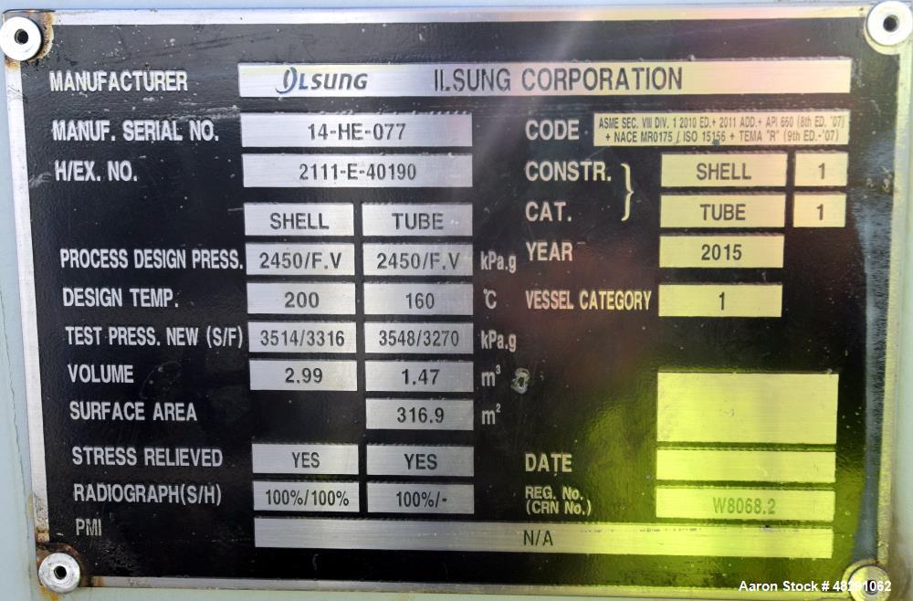 Unused- 4-Pass U Tube Shell & Tube Heat Exchanger