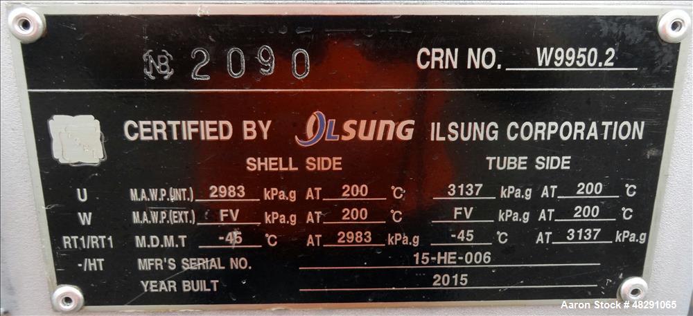 Unused- Ilsung Corporation U Tube Shell & Tube Heat Exchanger, Approximate 2356