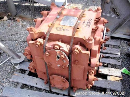 Used Kearney Graphite Block Type Heat Exchanger, 55 square feet, model 55/55. Graphite contact areas. Shell and tubes rated 75 psi at 360 deg F. 2" tubes and shell inlet/outlet, serial #9561P.