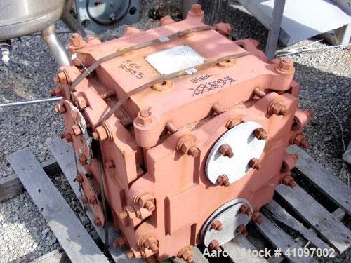 Used Kearney Graphite Block Type Heat Exchanger, 55 square feet, model 55/55. Graphite contact areas. Shell and tubes rated 75 psi at 360 deg F. 2" tubes and shell inlet/outlet, serial #9561P.