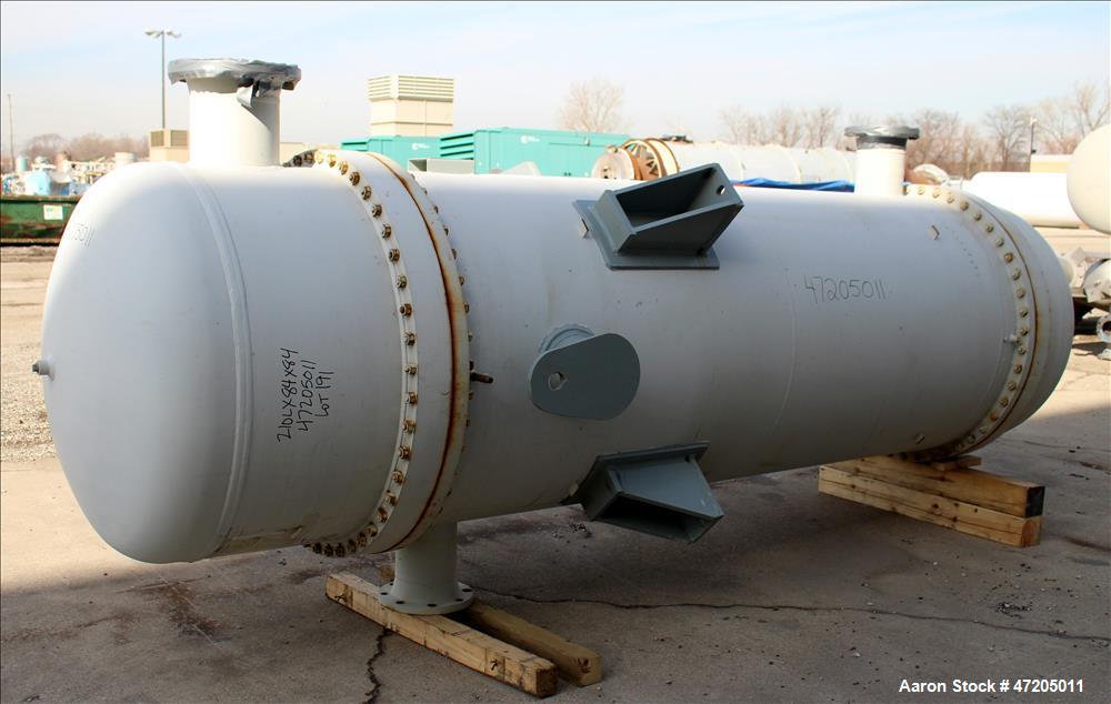 Unused- Perry Products Single Pass Shell & Tube Heat Exchanger, 4,143 Square Feet, Model FTS-48-4143, Vertical. Carbon steel shell rated 183 psi/Full Vacuum at -20 to 300 degrees F. (2110) 3/4" Diame...