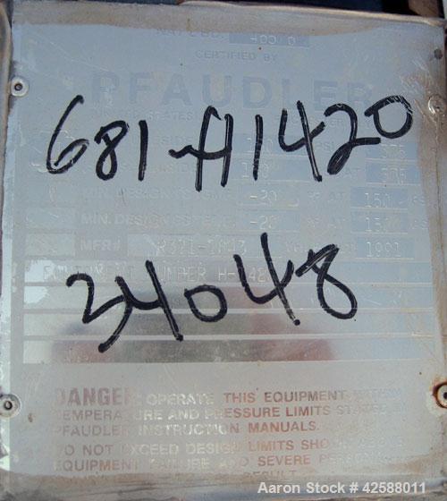 Used Pfaudler U Tube Heat Exchanger, 56.4 square feet, horizontal. Carbon steel shell rated 150 psi at -20 to 375 deg F. (32) 3/4" Diameter x 4.5’ long carbon steel tubes rated 150 psi at –20 to 375 ...