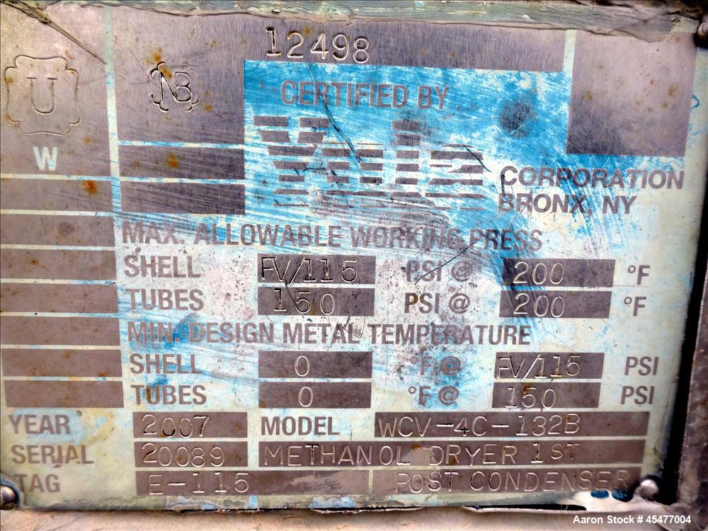 Used Yula U-Tube Shell and Tube Heat Exchanger, Approximately 68 Square Feet