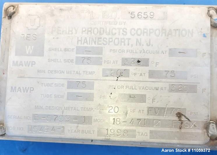 Perry Products Shell & Tube Heat Exchanger – 471 Sq. Ft., SS Tubes, CS Shell (Unused)