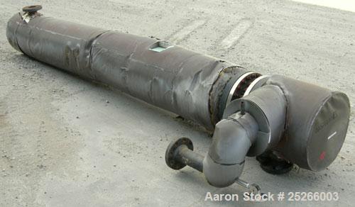 Used KAM Thermal U Tube Heat Exchanger, 101 square feet, horizontal. Carbon steel shell rated 200 psi at 400 deg.f., (52) 3/4" diameter x 10' long 304 stainless steel tubes, and tube sheet rated 200 ...