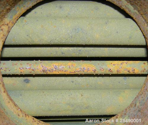 Used ITT Standard 2 Pass U Tube Heat Exchanger, 32 square feet, model 08048, type B-300S, horizontal. Carbon steel shell rated 150 psi at 375 deg.f., (22) 3/4" diameter x 4' long 316 stainless steel ...