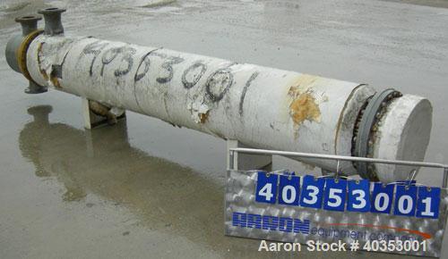 Used Ketema shell and tube heat exchanger, type 1-V-2(BEM), 622 square feet, horizontal. Carbon steel shell, 304 stainless steel tubes, 316 stainless steel heads. (322) tubes X 5/8" diameter x 10'-4"...