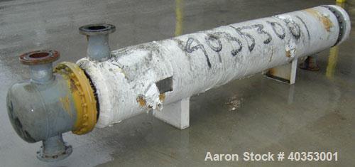 Used Ketema shell and tube heat exchanger, type 1-V-2(BEM), 622 square feet, horizontal. Carbon steel shell, 304 stainless steel tubes, 316 stainless steel heads. (322) tubes X 5/8" diameter x 10'-4"...