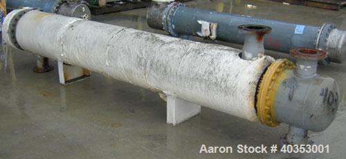 Used Ketema shell and tube heat exchanger, type 1-V-2(BEM), 622 square feet, horizontal. Carbon steel shell, 304 stainless steel tubes, 316 stainless steel heads. (322) tubes X 5/8" diameter x 10'-4"...