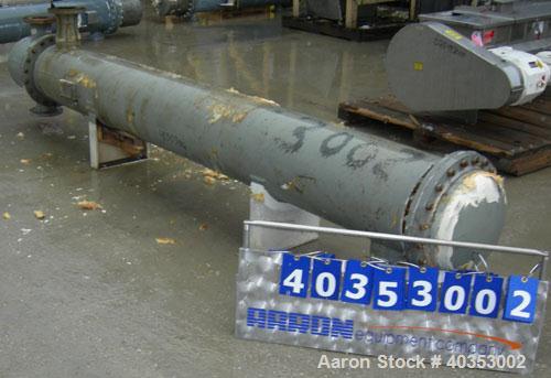 Used Ketema shell and tube heat exchanger, type 1-V-2(BEM), 622 square feet, horizontal. Carbon steel shell, 304 stainless steel tubes, 316 stainless steel heads. (322) tubes X 5/8" diameter x 10'-4"...