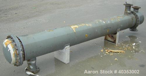 Used Ketema shell and tube heat exchanger, type 1-V-2(BEM), 622 square feet, horizontal. Carbon steel shell, 304 stainless steel tubes, 316 stainless steel heads. (322) tubes X 5/8" diameter x 10'-4"...