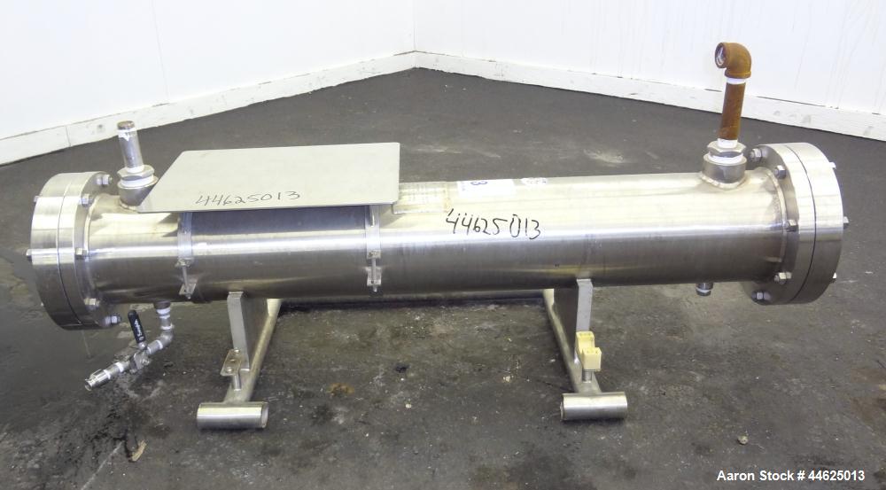Used Enerquip 8 Pass Shell and Tube Heat Exchanger, approximately 85 square feet, stainless steel, horizontal.  304L Stainless steel shell rated 150 psi at -20 to 375 degrees F.  (160) 3/8" diameter ...