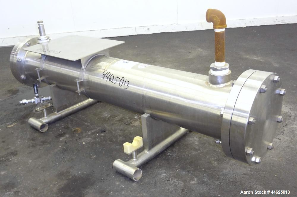 Used Enerquip 8 Pass Shell and Tube Heat Exchanger, approximately 85 square feet, stainless steel, horizontal.  304L Stainless steel shell rated 150 psi at -20 to 375 degrees F.  (160) 3/8" diameter ...