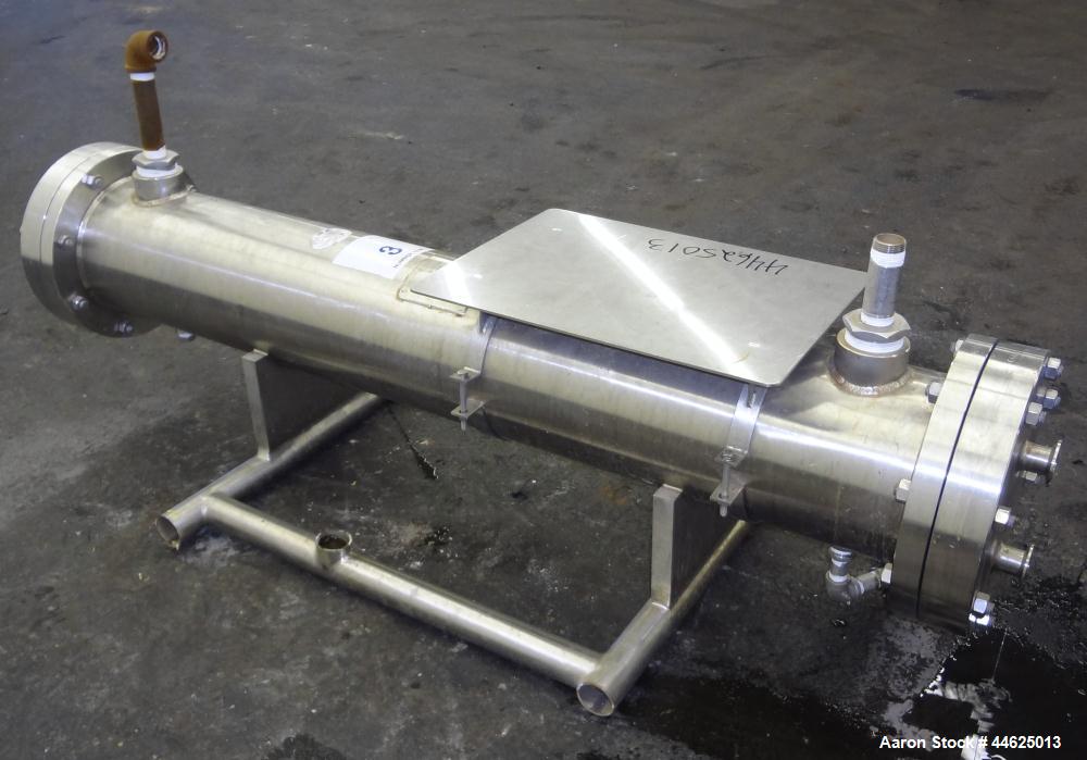 Used Enerquip 8 Pass Shell and Tube Heat Exchanger, approximately 85 square feet, stainless steel, horizontal.  304L Stainless steel shell rated 150 psi at -20 to 375 degrees F.  (160) 3/8" diameter ...