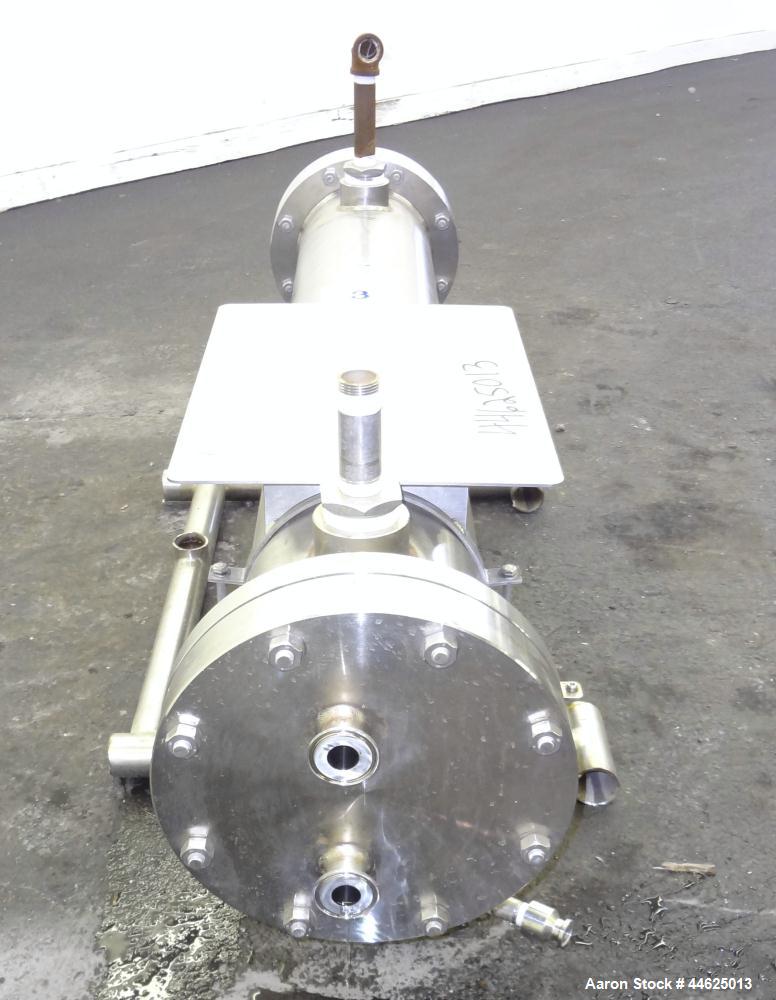 Used Enerquip 8 Pass Shell and Tube Heat Exchanger, approximately 85 square feet, stainless steel, horizontal.  304L Stainless steel shell rated 150 psi at -20 to 375 degrees F.  (160) 3/8" diameter ...