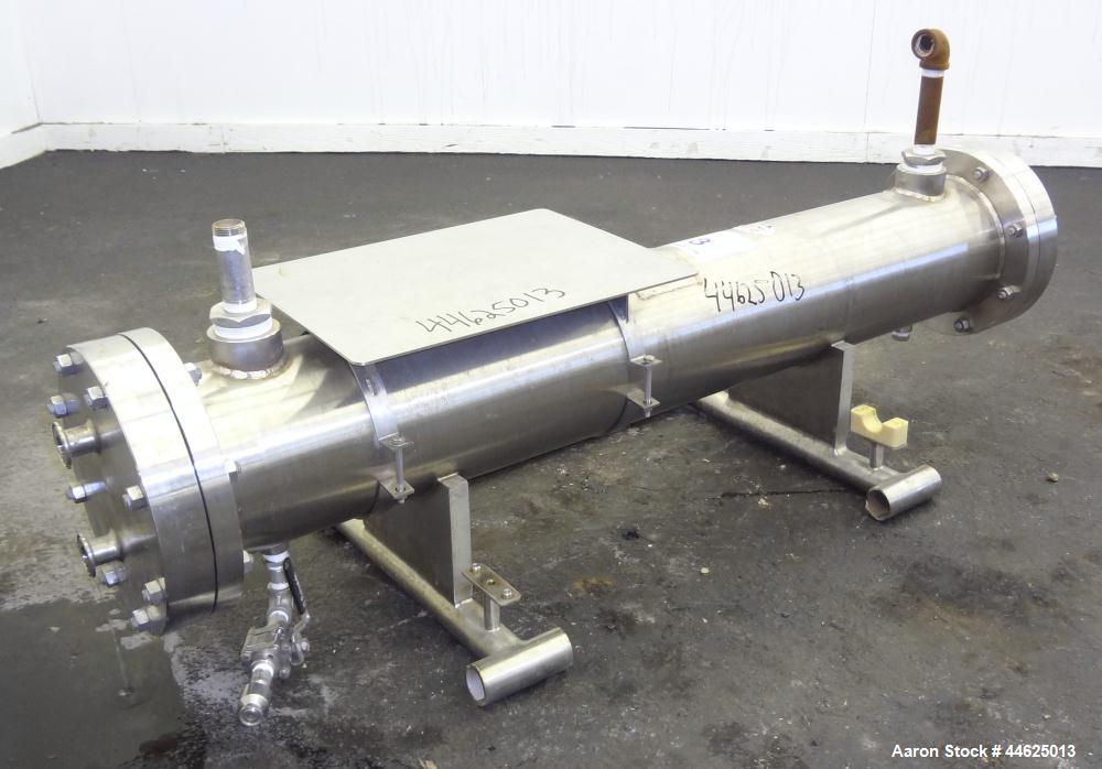Used Enerquip 8 Pass Shell and Tube Heat Exchanger, approximately 85 square feet, stainless steel, horizontal.  304L Stainless steel shell rated 150 psi at -20 to 375 degrees F.  (160) 3/8" diameter ...