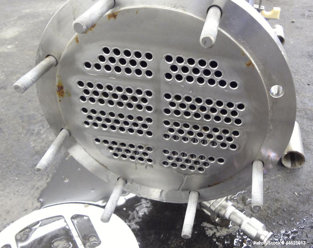 Used Enerquip 8 Pass Shell and Tube Heat Exchanger, approximately 85 square feet, stainless steel, horizontal.  304L Stainless steel shell rated 150 psi at -20 to 375 degrees F.  (160) 3/8" diameter ...
