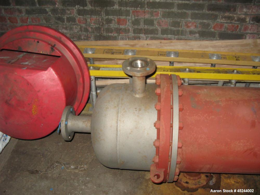 Used Southern Heat Exchanger Vertical mount from side lugs, approximately 475 square feet. Has (249) tubes, 16 BWG, 10' long, T304 stainless steel, tube sheets and heads. Shell is carbon steel 18" di...
