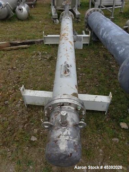 Used Shell & Tube Heat Exchanger, Approximate 48 Square Feet (4.5 Square Meter). Stainless steel shell approximate 240mm diameter x 2430mm long rated 10.6 bar. (30) 20mm Diameter x 2430mm long stainl...