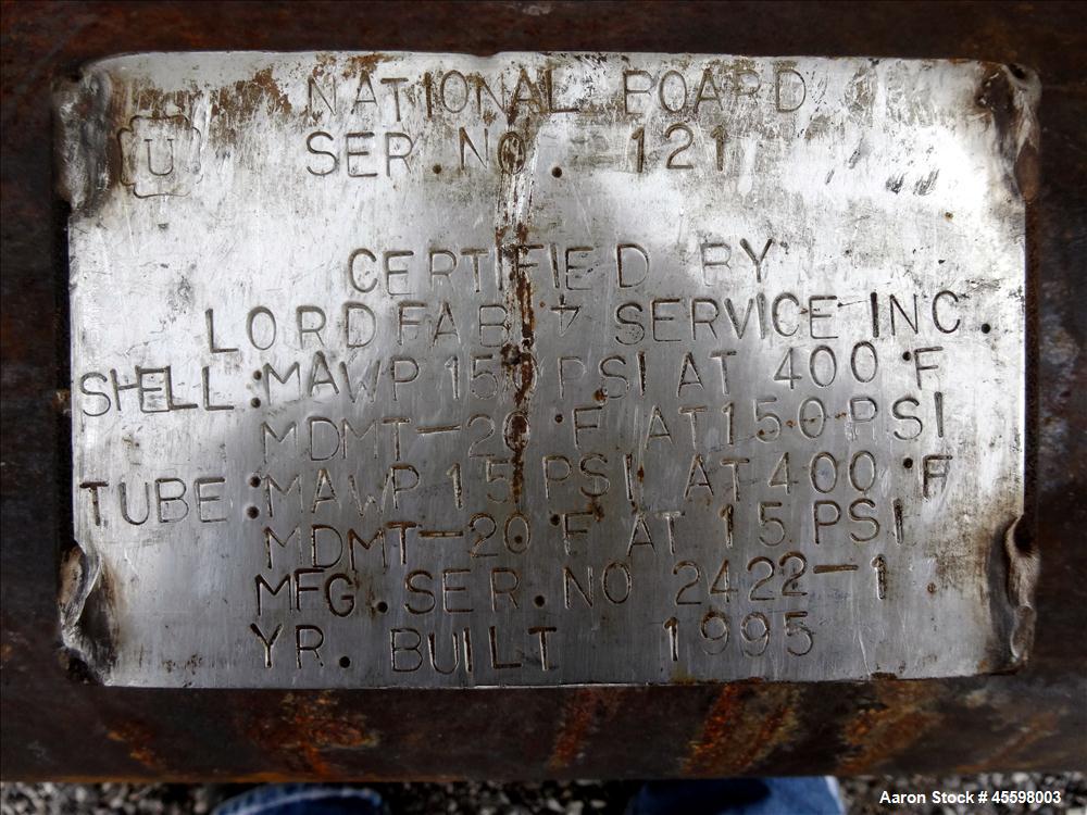 Used Lord Fab Service Heat Exchanger Approximate 197 Square Feet