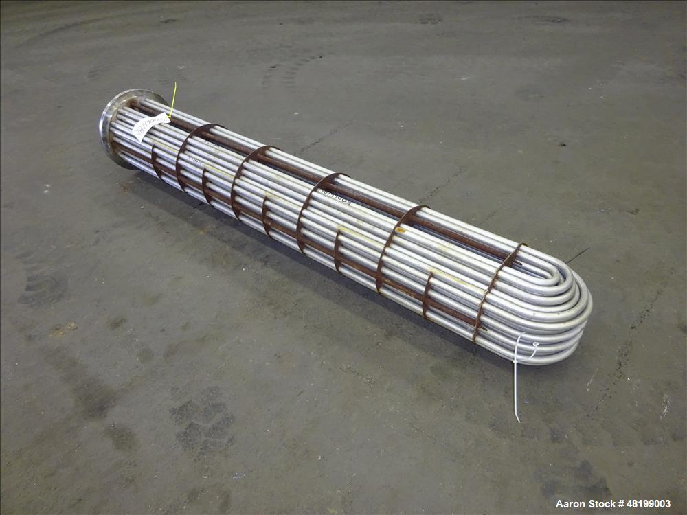 Used Shell & Tube Heat Exchanger U Tube Bundle Only, Approximate 100 Square Feet, Stainless Steel. (42) 3/4" Diameter x 6' long tubes. 304 stainless steel