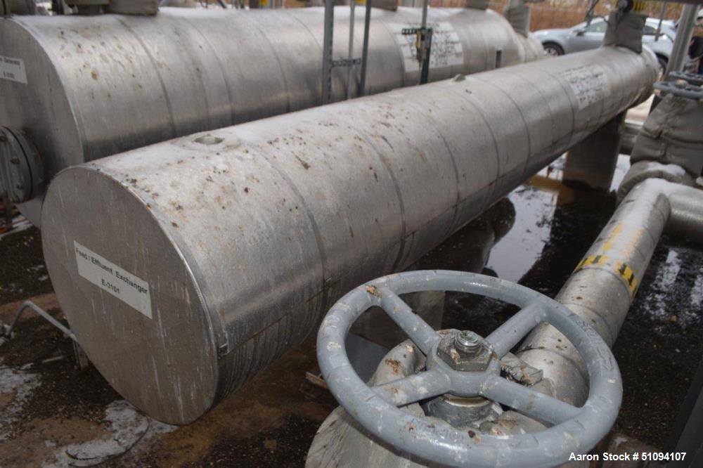 Used J.F.D. Tube & Coil Products 4 Pass U Tube Shell & Tube Heat Exchanger, Approximate 496 Square Feet, Horizontal. Carbon steel shell rated 825 psi at -15 to 750 degrees F., (96) 1" diameter x 20' ...