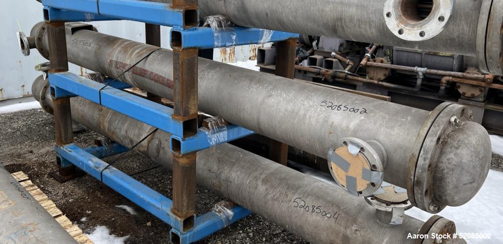 Used Struthers Industries Shell & Tube Heat Exchanger, Approximate 278.9 Square Feet, 316L Stainless Steel, Horizontal. 316L Stainless steel shell rated 150 psi / FV at 0 to 500 degrees F. (120) 316L...