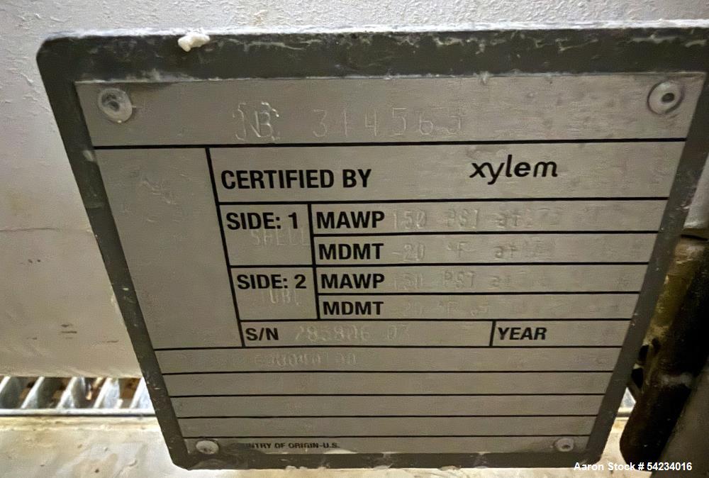 Used Xylem Shell & Tube Heat Exchanger – 150 PSI Pressure Rating, Built 2018