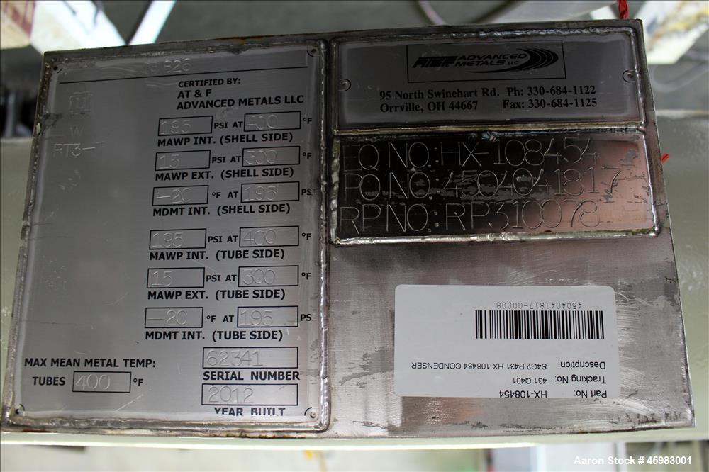 Unused- AT&F Metals Shell and Tube Heat Exchanger