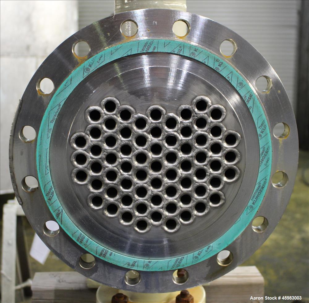 Unused- AT&F Advanced Metals Single Pass Shell and Tube Heat Exchanger, 76.2 Square Feet, Horizontal. Carbon steel shell rated 195 psi at -20 to 400 degrees F. (67) 3/4" Diameter x 72" long 2205 stai...