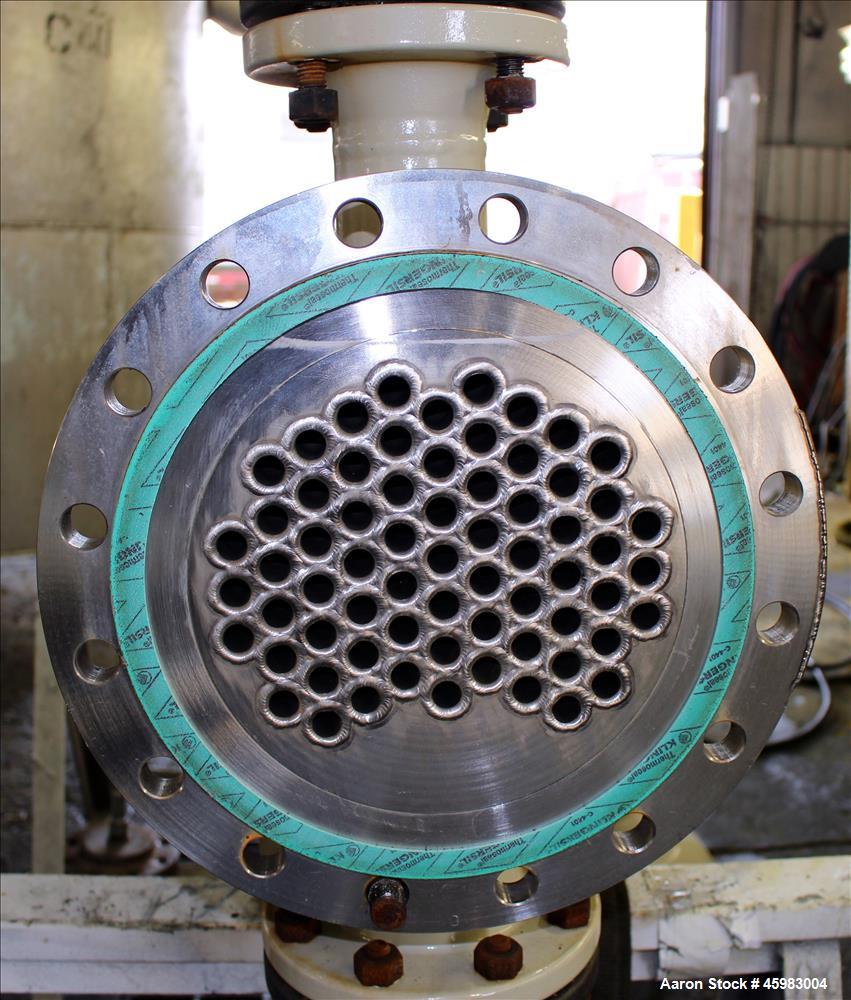 Unused- AT&F Advanced Metals Single Pass Shell and Tube Heat Exchanger, 76.2 Square Feet, Horizontal. Carbon steel shell rated 195 psi at -20 to 400 degrees F. (67) 3/4" Diameter x 72" long 2205 stai...
