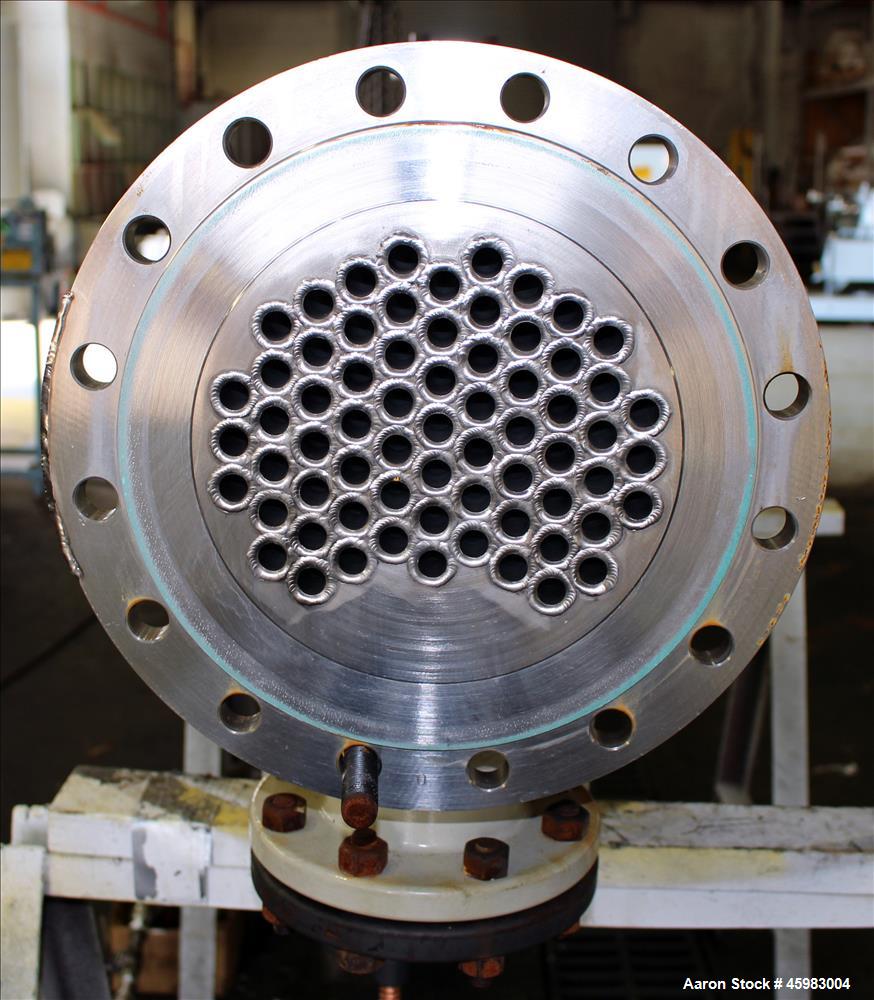 Unused- AT&F Advanced Metals Single Pass Shell and Tube Heat Exchanger, 76.2 Square Feet, Horizontal. Carbon steel shell rated 195 psi at -20 to 400 degrees F. (67) 3/4" Diameter x 72" long 2205 stai...