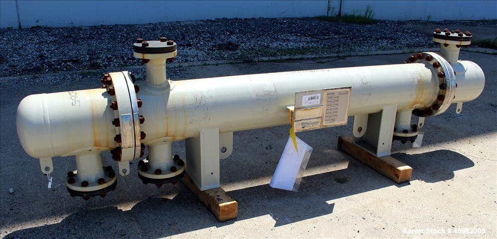 Unused- AT&F Advanced Metals Single Pass Shell and Tube Heat Exchanger, 76.2 Square Feet, Horizontal. Carbon steel shell rated 195 psi at -20 to 400 degrees F. (67) 3/4" Diameter x 72" long 2205 stai...