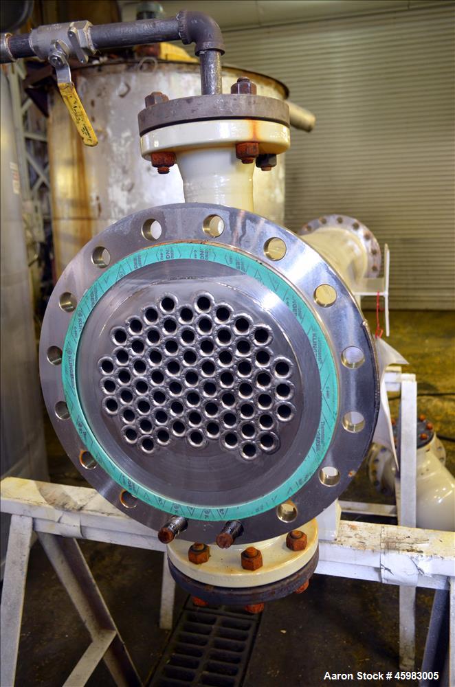 Unused- AT&F Advanced Metals Single Pass Shell and Tube Heat Exchanger, 76.2 Square Feet, Horizontal. Carbon steel shell rated 195 psi at -20 to 400 degrees F. (67) 3/4" Diameter x 72" long 2205 stai...