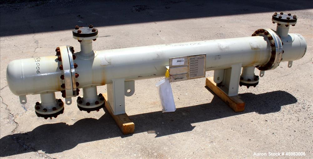 Unused- AT&F Advanced Metals Single Pass Shell and Tube Heat Exchanger, 76.2 Square Feet, Horizontal. Carbon steel shell rated 195 psi at -20 to 400 degrees F. (67) 3/4" Diameter x 72" long 2205 stai...