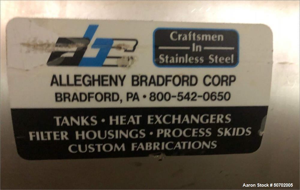 Allegheny Bradford Sanitary 2 Pass Shell & Tube Heat Exchanger