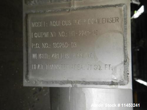 Used Stainless Steel Allegheny Bradford Shell & Tube Heat Exchanger