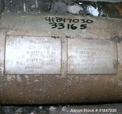 Used Allegheny Bradford U Tube Heat Exchanger, Approximately 50 Square Feet, Horizontal. 304 Stainless steel shell rated 150/FV psi at –20 to 400 deg.f., (55) 1/2’’ diameter x 7’ long 316L stainless ...