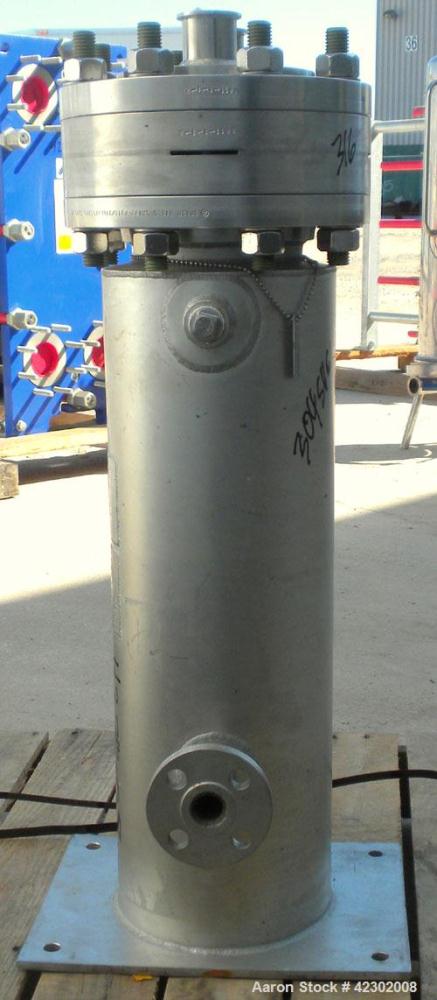 Used Allegheny Bradford U Tube Heat Exchanger, Approximately 6 Square Feet, Vertical. 304L Stainless steel shell rated 150 psi and Full Vacuum at –20 to 350 Degrees F, (13) 1/2’’ diameter x 2’ long 3...