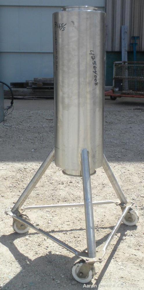 Used Allegheny Bradford Shell and Tube Heat Exchanger, 20 square feet, 316 stainless steel, vertical. (26) 7/8" Diameter x 39-1/2" long tubes. 5/8" Inlet/outlet shell. No heads. Mounted on 3 stainles...