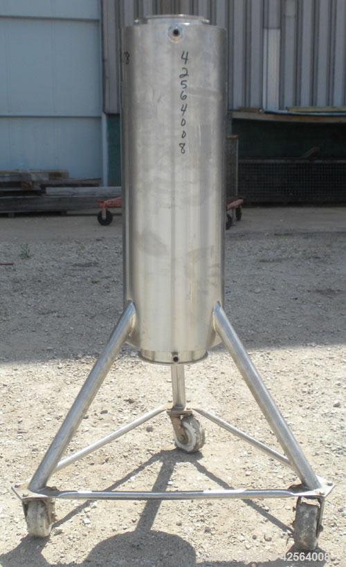 Used Allegheny Bradford Shell and Tube Heat Exchanger, 20 square feet, 316 stainless steel, vertical. (26) 7/8" Diameter x 39-1/2" long tubes. 5/8" Inlet/outlet shell. No heads. Mounted on 3 stainles...
