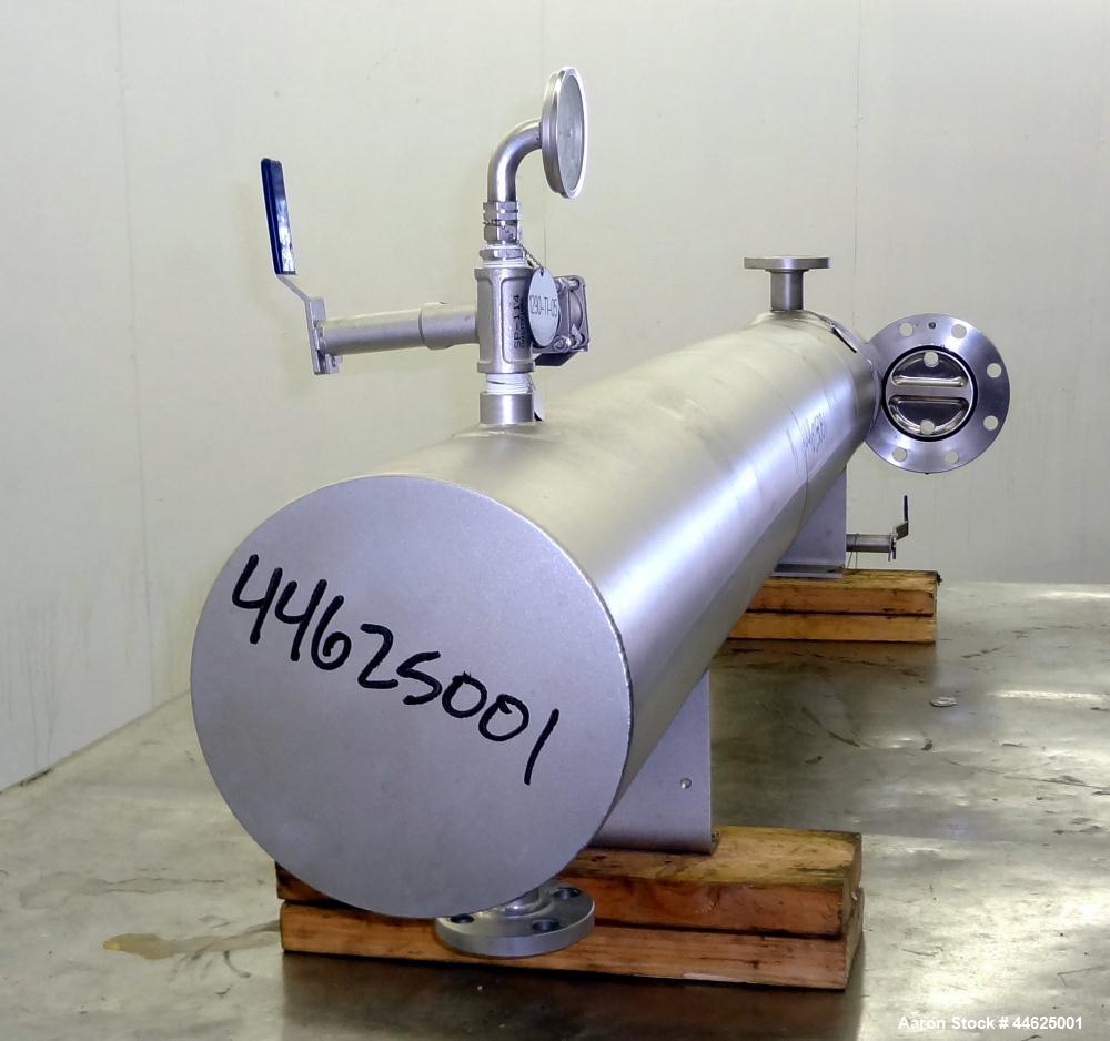 Used Allegheny Bradford U Tube Heat Exchanger, approximately 35 square feet, horizontal. 304 Stainless steel shell rated 150 psi at 20 to 350 degrees F, (50) 3/8" diameter x 72" long 316 stainless st...