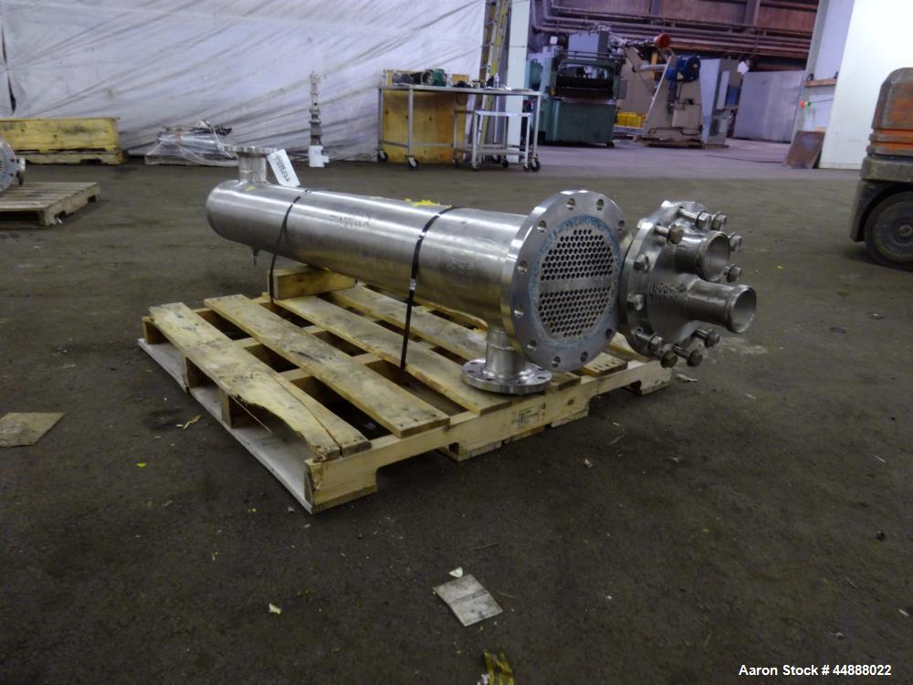 Used Allegheny Bradford U Tube Heat Exchanger, Horizontal, Approximately 160 Square Feet. 304 Stainless steel shell rated 150 psi at 20 to 350 degrees F. (94) 1/2" Diameter x approximately 78" long 3...