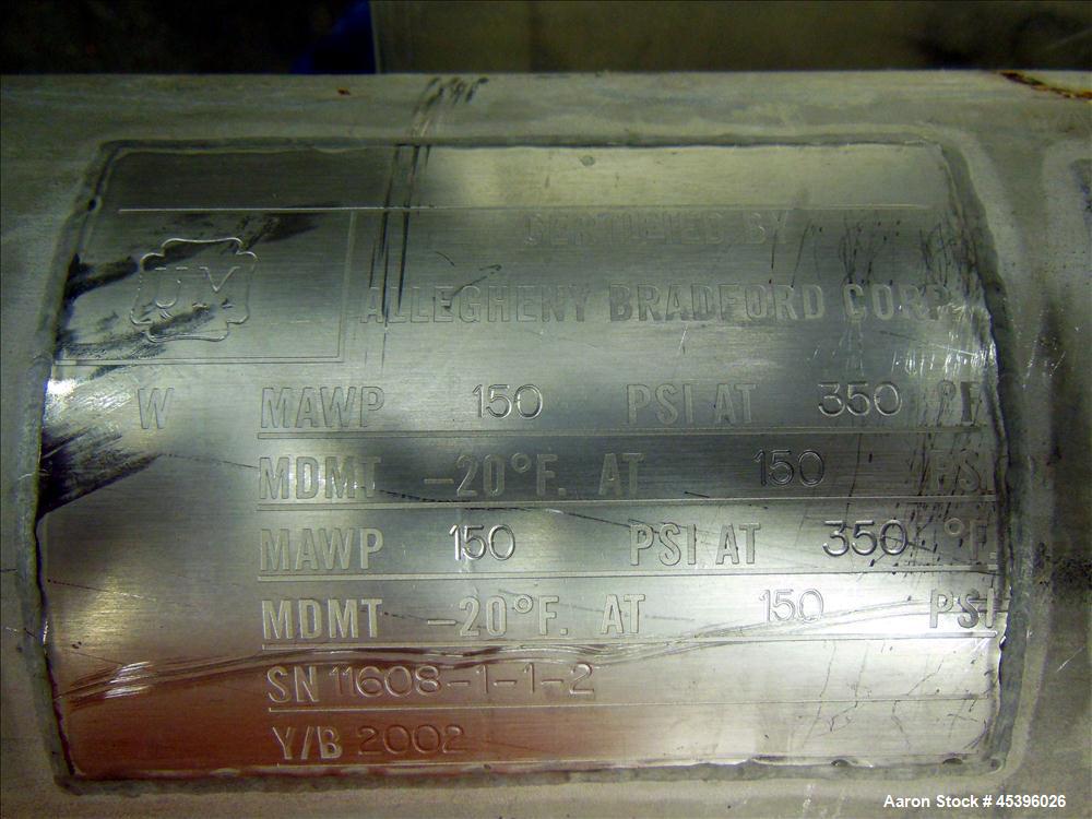 Used Allegheny Bradford 2 Pass U Tube Heat Exchanger