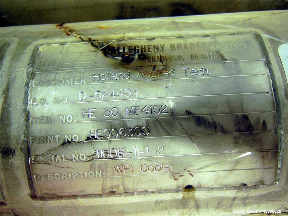 Used Allegheny Bradford 2 Pass U Tube Heat Exchanger