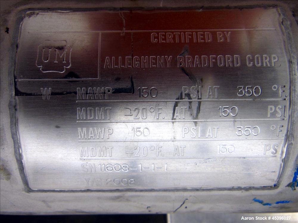 Used- Allegheny Bradford 2 Pass U Tube Heat Exchanger